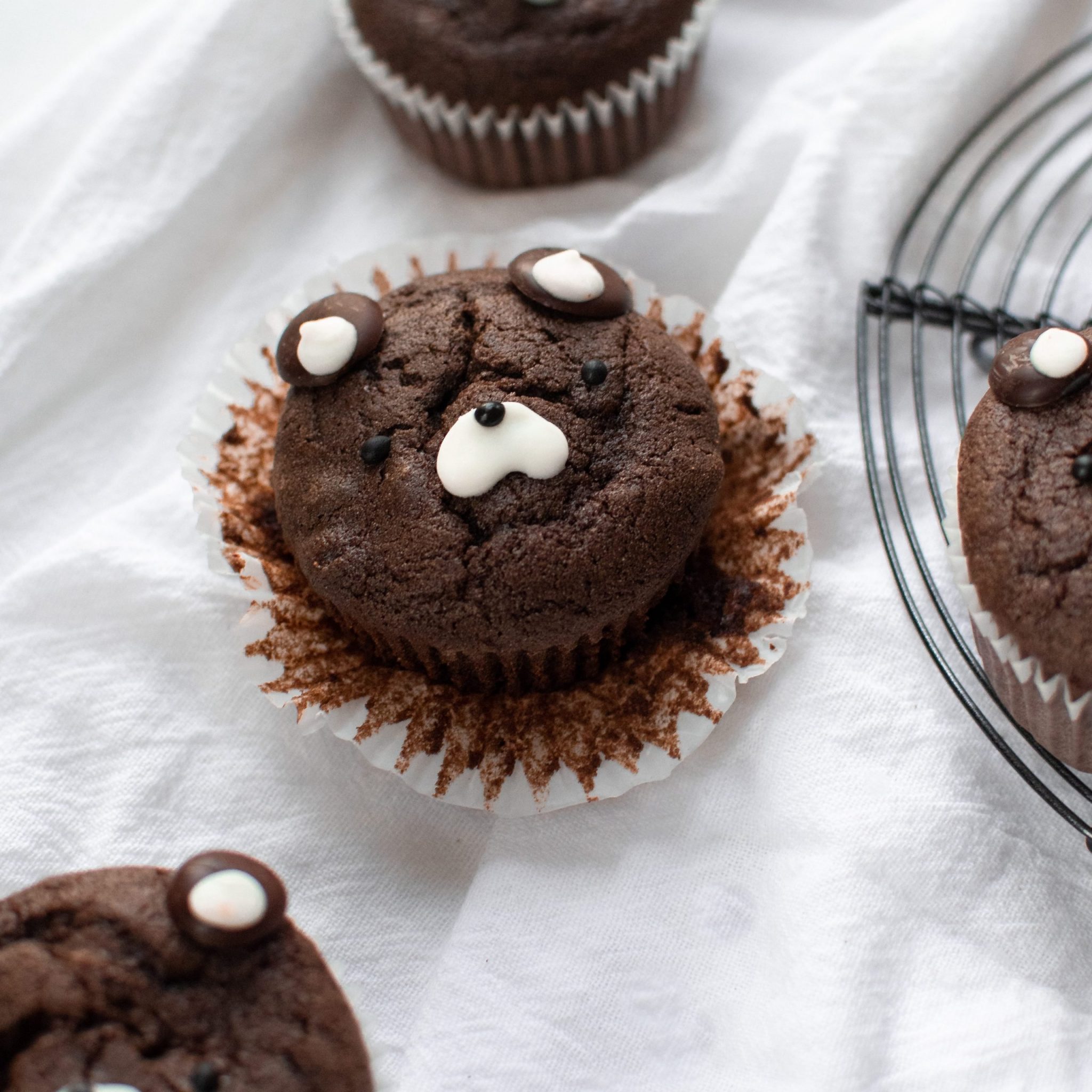Bear-Shaped Chocolate Mochiko Muffins (Gluten-Free)