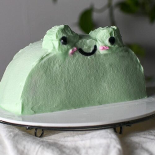 Matcha Frog Cake with EASY Whipped Cream Frosting - Bites by Bianca