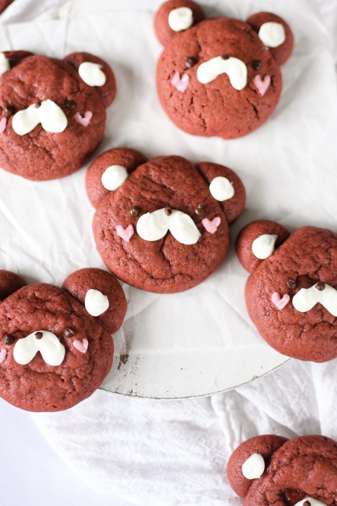 Red velvet bear shaped cookies
