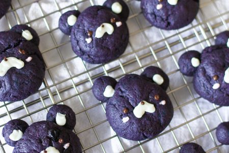 Blueberry bear cookies on wire rack