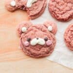 Cute strawberry sugar cookies decorated as bears.