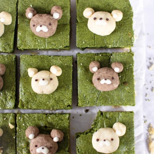 Cute matcha shortbread brownies