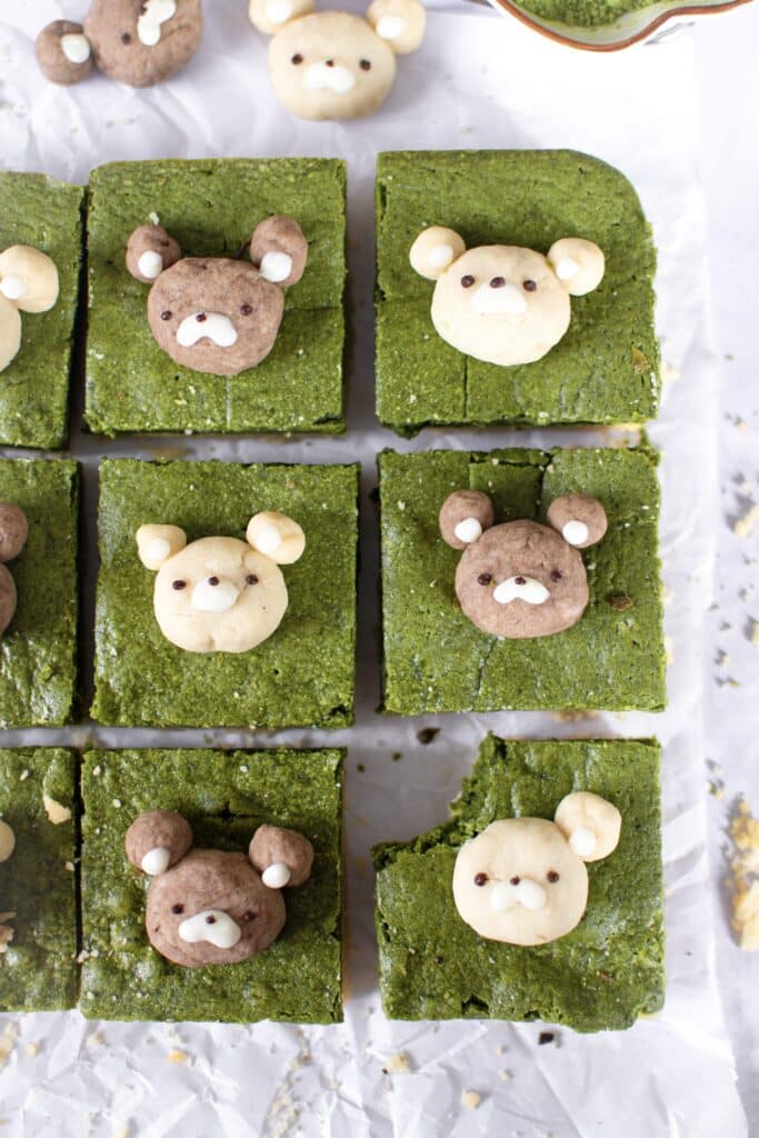 Cute matcha shortbread brownies