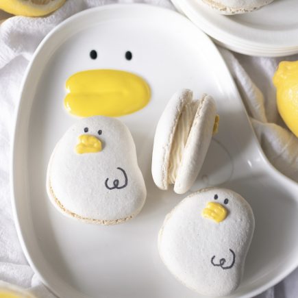 Duck Macarons with Lemon Cheesecake Filling (French Method)