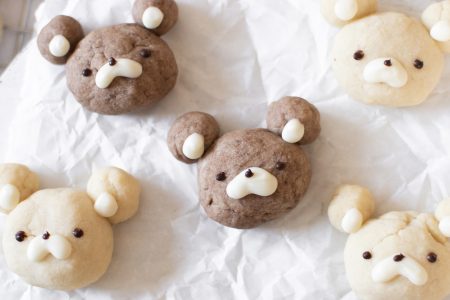Bear shortbread cookies on parchment paper