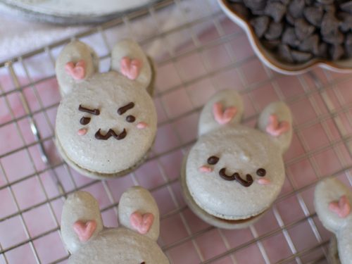  Dainty Dessert Bunny Macaronうさぎ Bunny Macarons with Whipped Espresso Chocolate Ganache
