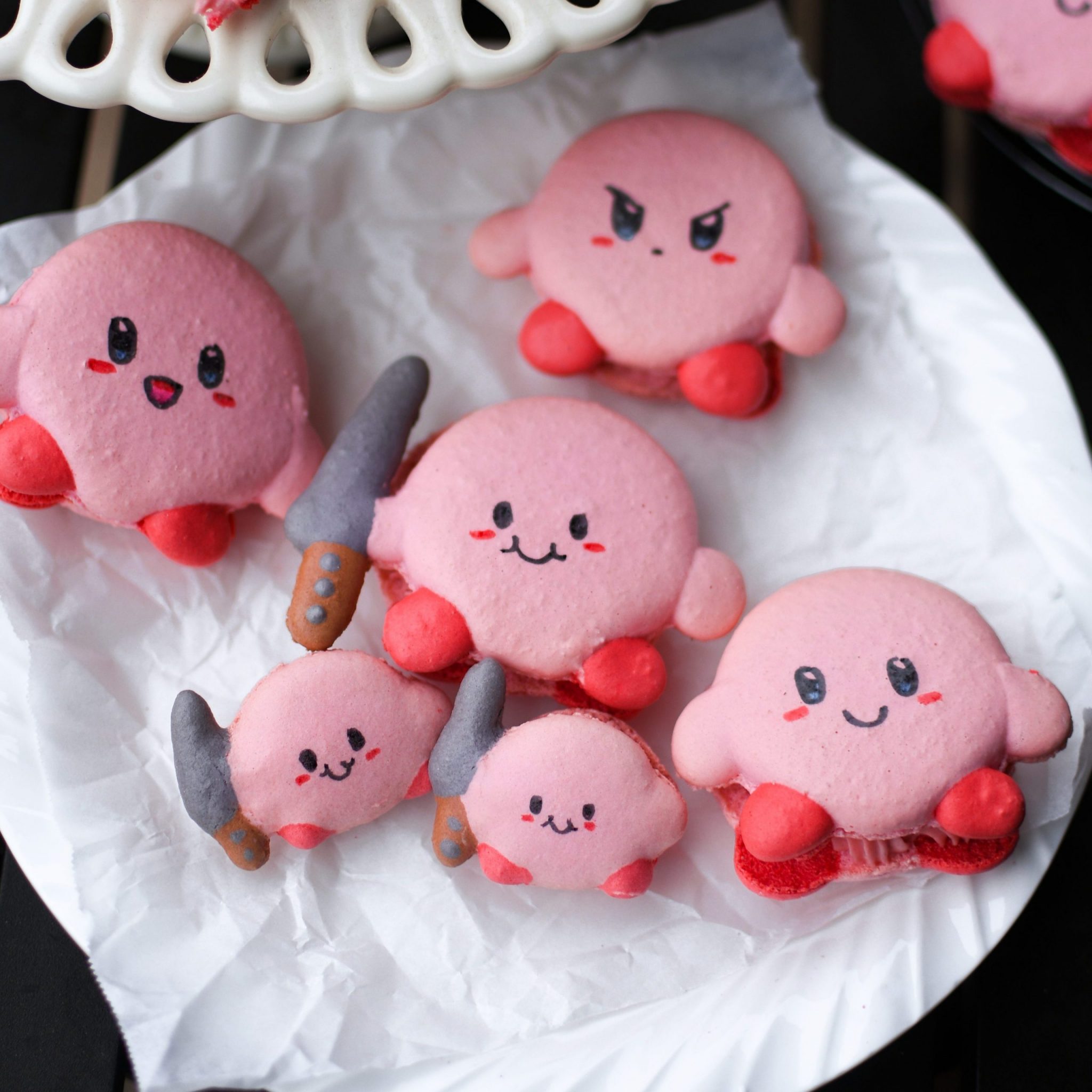 Plate of kirby macarons