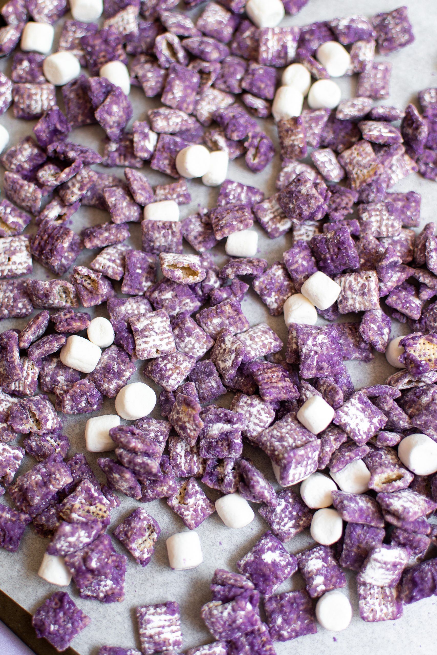 Marshmallow ube muddy buddies