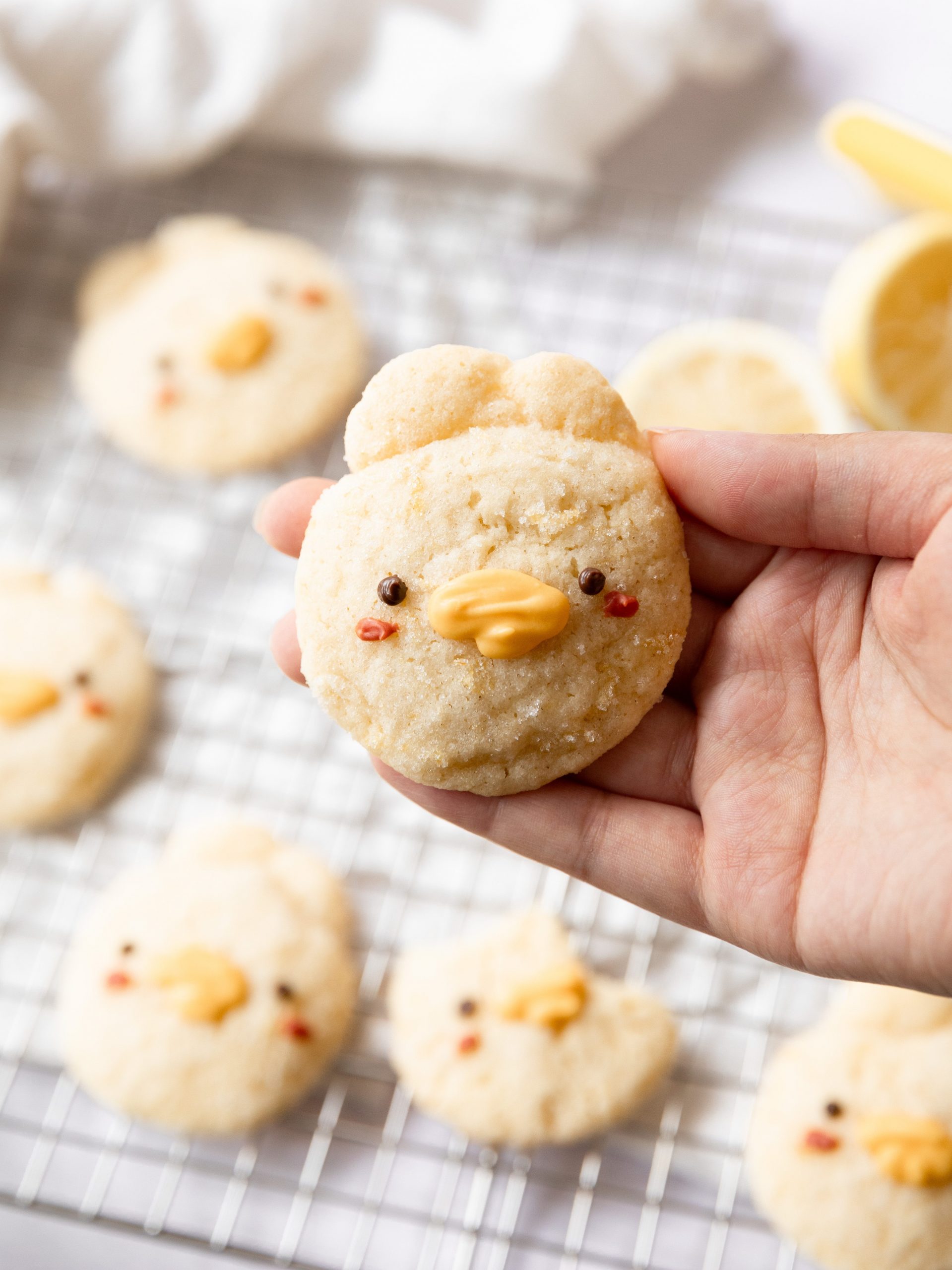 holding a cute duck cookie