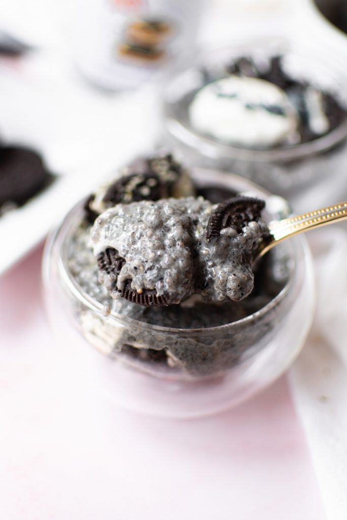 Spoonful of black sesame oreo chia pudding 