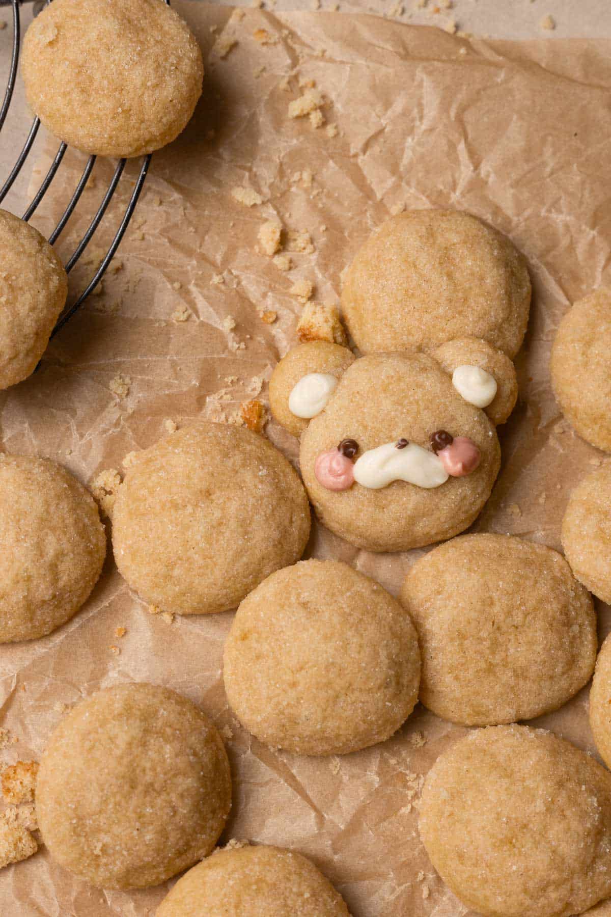 mini sugar cookies on parchment paper