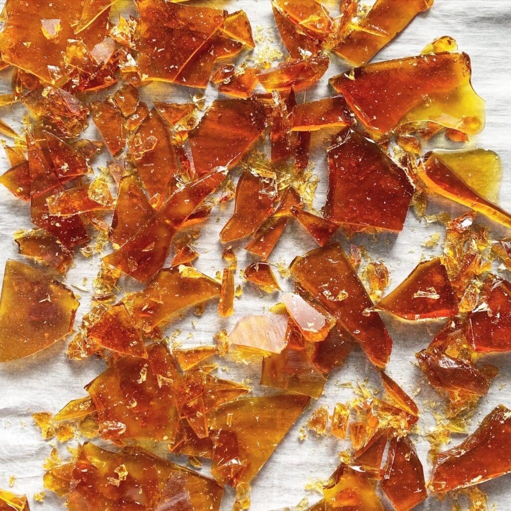 Caramel shards on parchment paper. shot using my iPhone!