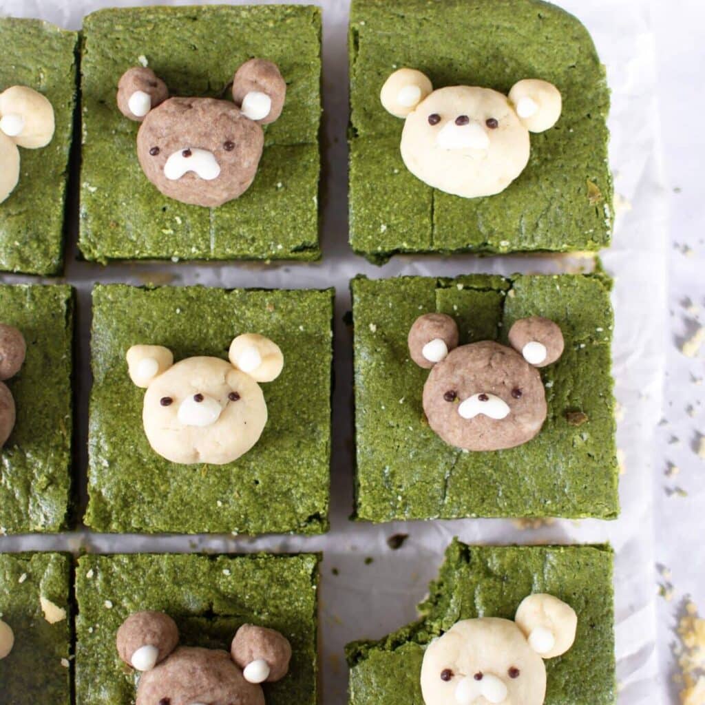 Cute matcha shortbread brownies