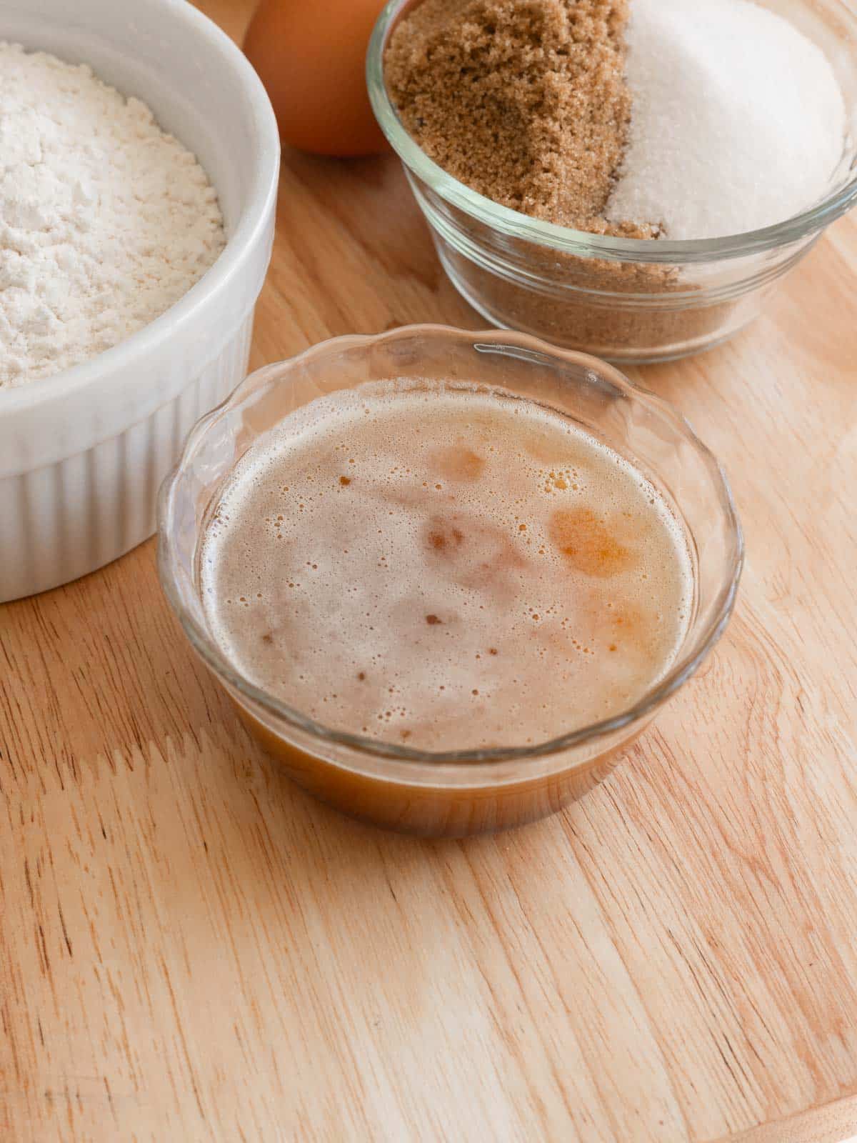 Brown butter in a small glass bowl.