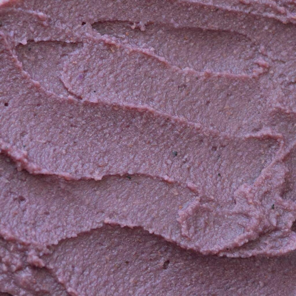 Rehydrated ube powder spread out;  clicking on this image will open up to the recipe post.