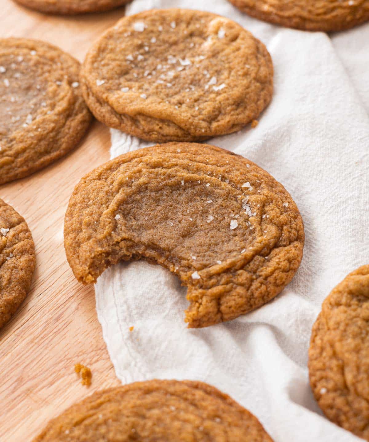 Chipless cookie with bite taken out of it.