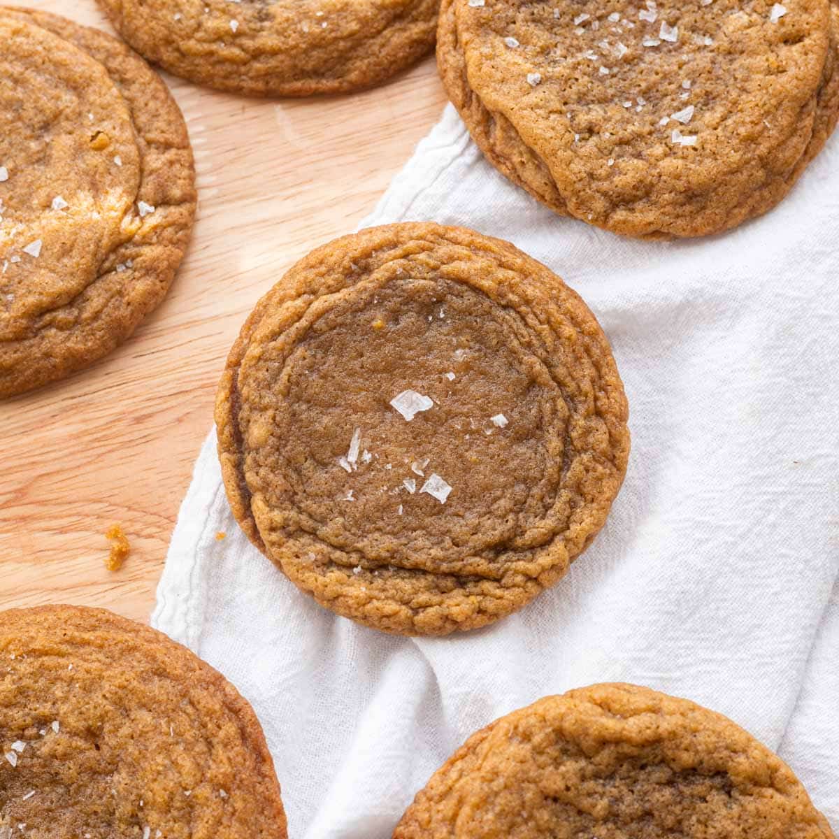 Chocolate chipless cookie with flaky sea salt.