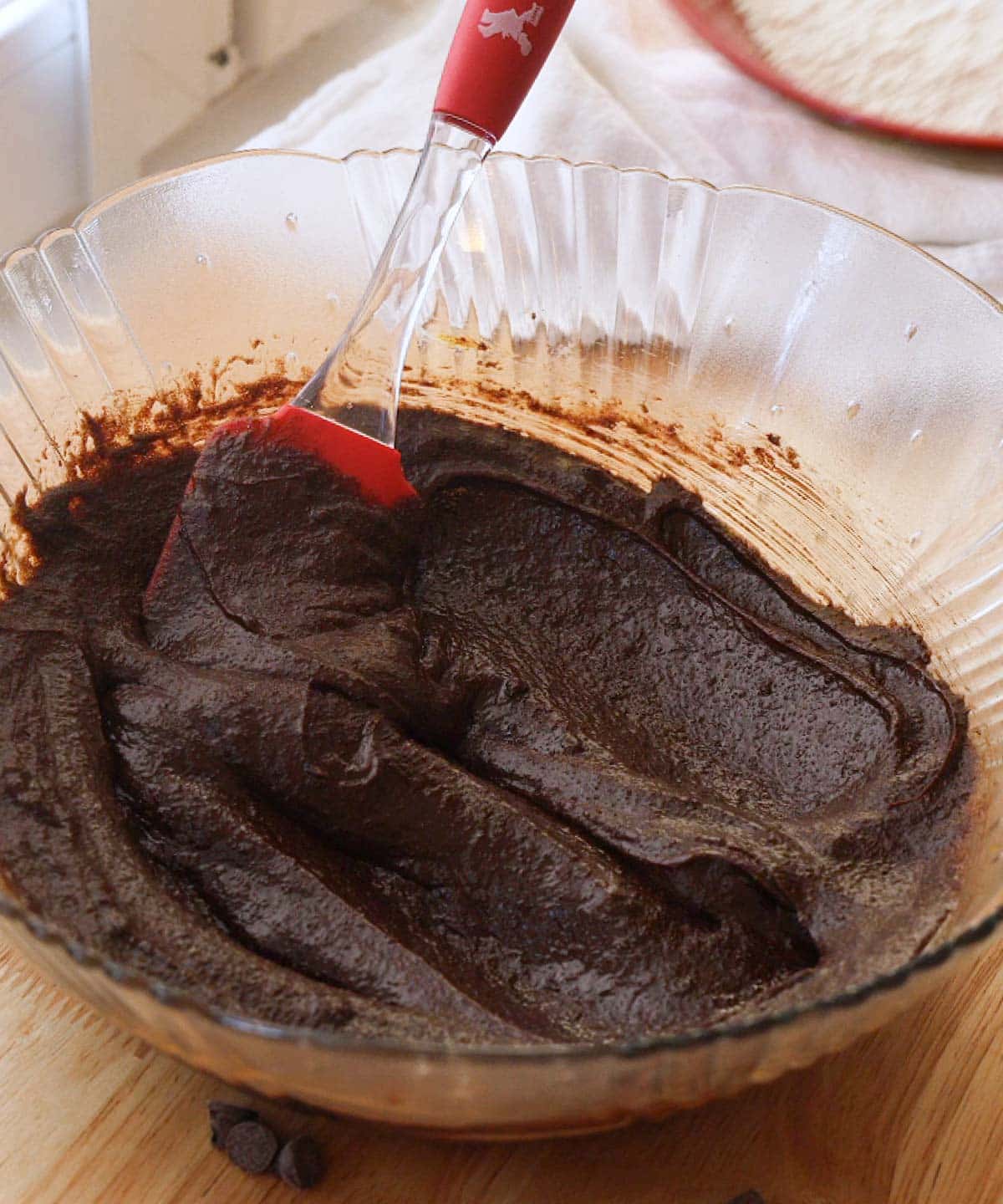 Wet ingredients all mixed together in bowl.