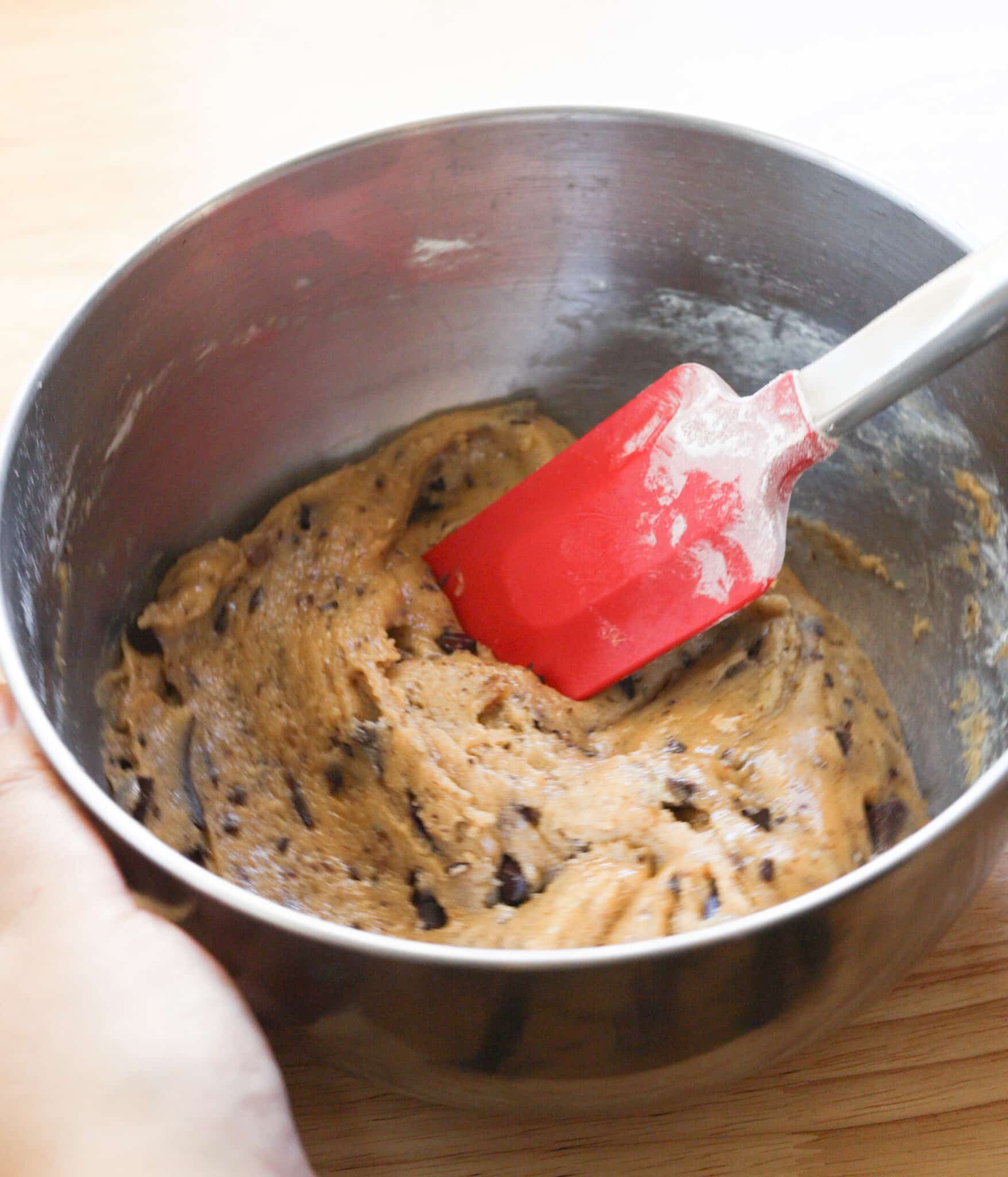 Cookie dough ready to be scooped and chilled.