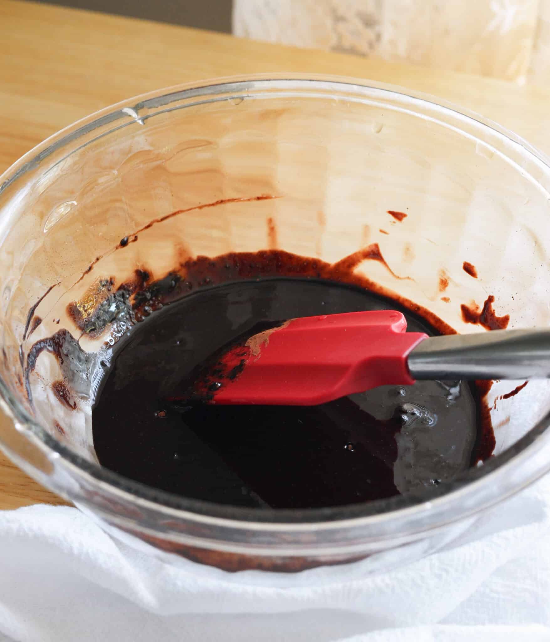 Melted butter and sugars mixed together.