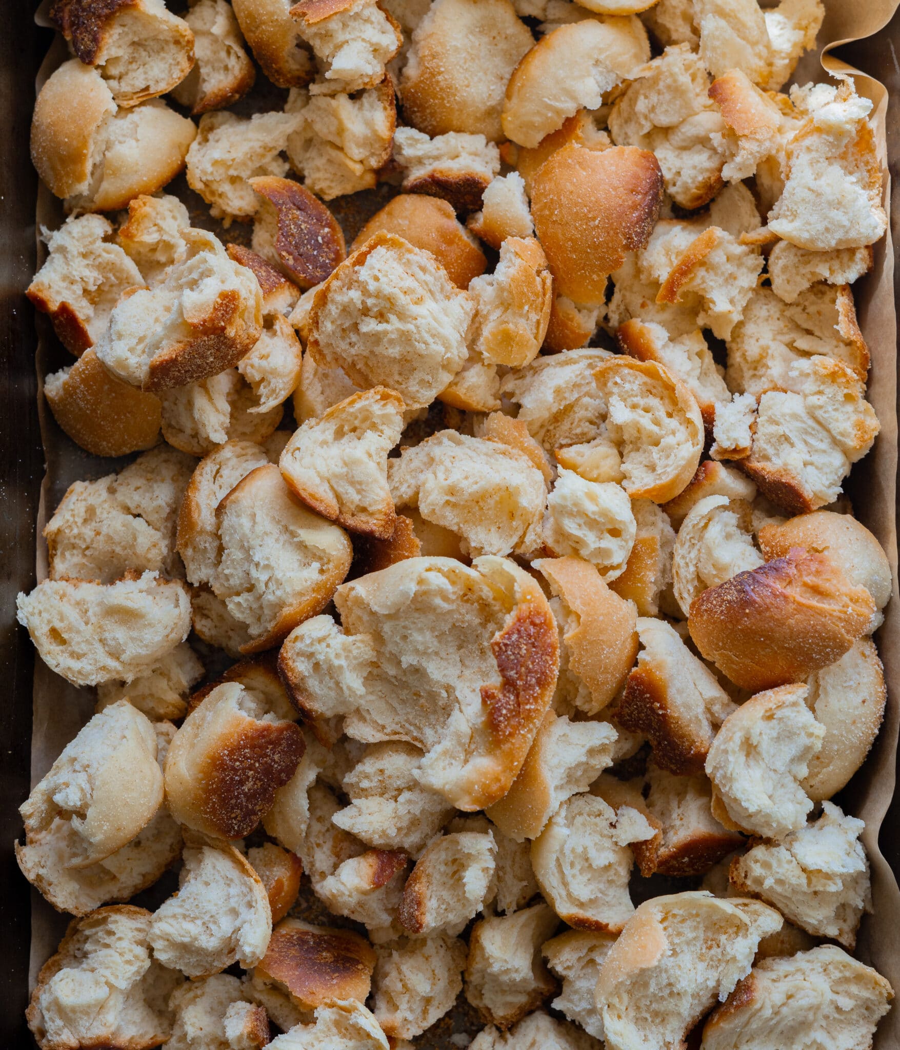 Stale bread ready to be turned into breadcrumbs.